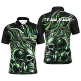 Max Corner Bowling and Pins Flame Skull Bowling Smoke Pattern Multicolored Bowling jerseys Custom Name And Team 3D Polo Shirt