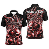Max Corner Bowling and Pins Flame Skull Bowling Smoke Pattern Multicolored Bowling jerseys Custom Name And Team 3D Polo Shirt
