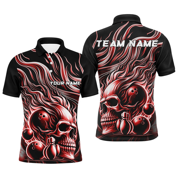 Max Corner Bowling and Pins Flame Skull Bowling Smoke Pattern Multicolored Bowling jerseys Custom Name And Team 3D Polo Shirt