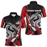 Maxcorners Custom Black And Red Flame Dragon Bowling Jerseys, Dragon Men Bowling Team Polo Shirts