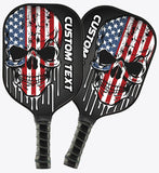 Maxcorners Grunge American Flag Skull Custom Patriotic Pickleball Paddle, Us Pickleball Paddle, Halloween Pickleball Gifts