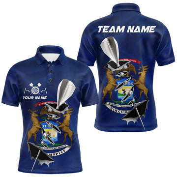 Maxcorners Custom Michigan State Flag Silver Dart Steel Tip Dart Men Polo Shirt, Dart Team Jerseys