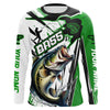 Maxcorners Largemouth Bass Custom Long Sleeve Tournament Fishing Shirts, Bass Fishing Jerseys | Green LM0201