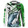 Maxcorners Chinook Salmon Custom Long Sleeve Performance Fishing Shirts, Salmon Fishing Jerseys | Green LM0201