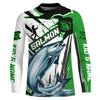 Maxcorners Chinook Salmon Custom Long Sleeve Performance Fishing Shirts, Salmon Fishing Jerseys | Green LM0201