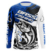 Maxcorners Personalized Bass Fishing Jerseys, Bass Long Sleeve Tournament Fishing Shirts Fishing Gifts | Blue LM0201