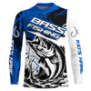 Maxcorners Personalized Bass Fishing Jerseys, Bass Long Sleeve Tournament Fishing Shirts Fishing Gifts | Blue LM0201
