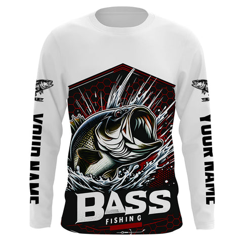 Maxcorners Custom Largemouth Bass Fishing Jerseys, Bass Long Sleeve Tournament Fishing Shirts For Men And Women LM2408