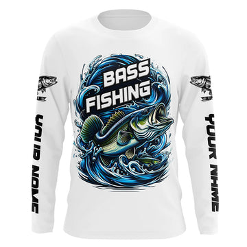 Maxcorners Custom Largremouth Bass Long Sleeve Tournament Fishing Shirts, Uv Protection Bass Fishing Shirt LM0201