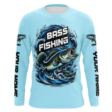 Maxcorners Custom Largremouth Bass Long Sleeve Tournament Fishing Shirts, Uv Protection Bass Fishing Shirt LM0201