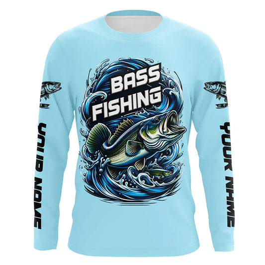 Maxcorners Custom Largremouth Bass Long Sleeve Tournament Fishing Shirts, Uv Protection Bass Fishing Shirt LM0201