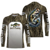 Maxcorners Largemouth Bass Fishing Grass Camo Custom Long Sleeve Fishing Shirts, Bass Tournament Fishing Jersey LM0201