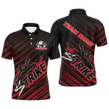 Maxcorners Custom Black And Red Flame Strike Bowling Shirts For Men, Bowling League Bowling Uniform