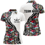 Maxcorners Custom Christmas Bowling Polo Shirts Skull Team Bowling Jerseys Christmas Gifts For Bowlers