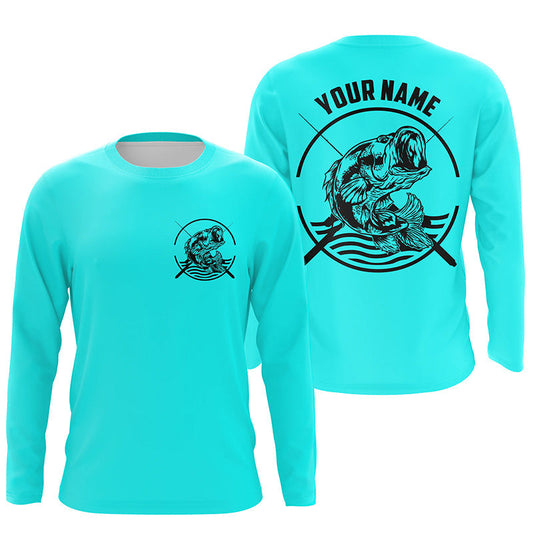 Maxcorners Largemouth Bass Fishing Custom Long Sleeve Fishing Shirts, Bass Tournament Fishing Jerseys LM0201