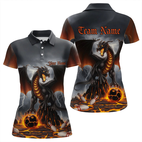 Maxcorners Custom Thunder Lightning Dragon Bowling Polo Shirts For Men And Women,Dragon Bowling Team Shirt