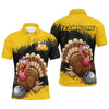Maxcorners Funny Black&Yellow Hexagon Pattern Bowling Gifts for Men Team with Name Polo & 1/4 Zip