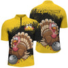 Maxcorners Funny Black&Yellow Hexagon Pattern Bowling Gifts for Men Team with Name Polo & 1/4 Zip