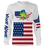 Maxcorners Mahi Mahi Fishing American Flag Patriot Customize Name 3D Shirts