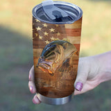 Maxcorners Bass Fishing Tumbler American Flag Custom Gifts For Dad