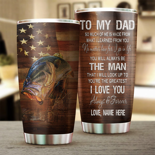 Maxcorners Bass Fishing Tumbler American Flag Custom Gifts For Dad