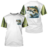 Maxcorners Custom Largemouth Bass Long Sleeve Tournament Fishing Shirts, Bass Fishing Scales Fishing Shirts MT2108