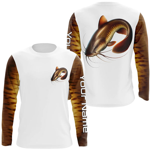 Maxcorners Custom Flathead Catfish Long Sleeve Tournament Fishing Shirts, Catfish Fishing Scales Fishing Shirts MT2108