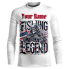 Maxcorners Personalized Fishing Legend Long Sleeve Fishing Shirts, American Flag Patriotic Fishing Gifts LM0501