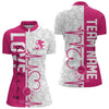 Maxcorners White And Pink Custom Love Bowling Polo Shirts, Valentines Couple Bowling Jerseys