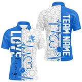 Maxcorners White And Blue Custom Love Bowling Polo Shirts Valentines Couple Bowling Jerseys