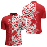 Maxcorners Red Bowling Heartbeat Pulse Line Custom Valentines Day Bowling Polo Shirts