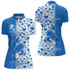 Maxcorners Blue Bowling Heartbeat Pulse Line Custom Valentines Day Bowling Polo Shirts