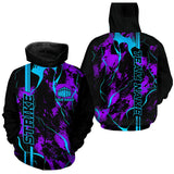 Maxcorners Bowling Blue And Purple Camo Strike Customized Name 3D Hoodie