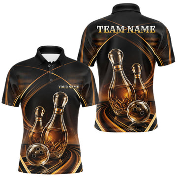 Maxcorners Custom Wine Bowling Men Polo Shirts, Wine Lovers Bowling Team Jersey