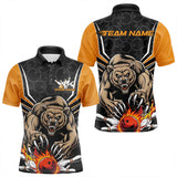 Maxcorners Black And Yellow Custom Bear Bowling Jerseys, Bear Bowling Team Polo Shirts For Men