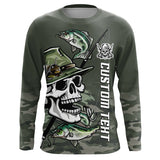 Maxcorners Skull Fisherman Custom Long Sleeve Tournament Fishing Shirts, Skull Performance Fishing Jerseys LM2408