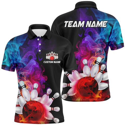 Maxcorners Colorful Bowling Smoke Customized Name And Team Name 3D Shirt