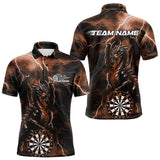 Maxcorners Custom Orange Thunder Lightning Dragon Dart Team Polo Shirt For Men, Dart League Shirt LM0910