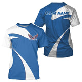 Maxcorners Custom American Flag Picklebal Wings Blue Polo Shirts For Men, Patriot Pickleball Team Shirt