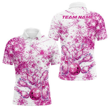 Maxcorners Custom Sparkling Pink Ice Cystal Bowling Shirts For Men, Women And Kid, Team Tournament Outfits Multi Styles LM1501