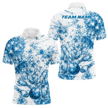 Maxcorners Custom Sparkling Blue Ice Cystal Bowling Shirts For Men, Women And Kid, Team Tournament Outfits Multi Styles LM1501