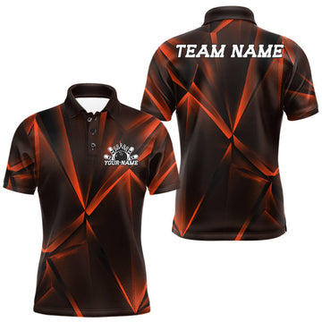 Maxcorners Custom Orange Fragmental Pattern Background Men Bowling Team Polo Shirt Jerseys LM1005