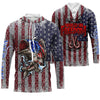 Maxcorners Personalized Bass Fishing American Flag Men Long sleeve performance Fishing Shirts, Patriotic Hooked on Freedom - LM0501