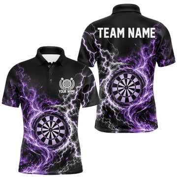 Maxcorners Purple Flame And Lightning Dart Men Polo Dart Team Jersey With Custom Name