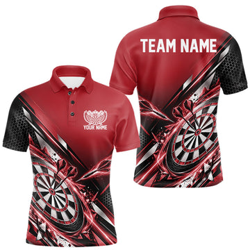 Maxcorners Custom Red Dart Team Jersey, Dart League Outfit Polo Shirt For Men