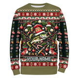 Maxcorners Bass Fishing Ugly Sweater Pattern Christmas Custom Fishing Shirts Personalized Fishing Gifts LM2408