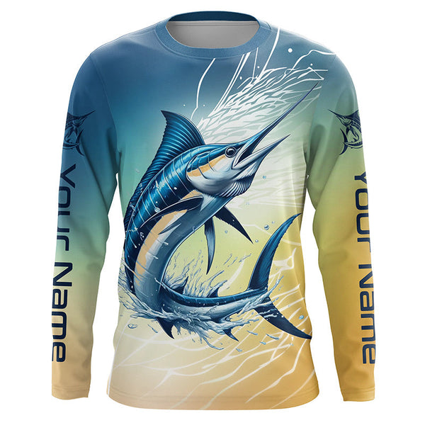 Maxcorners Personalized Marlin Fishing Long Sleeve Performance Shirts, Marlin Fishing Saltwater Jerseys LM2408