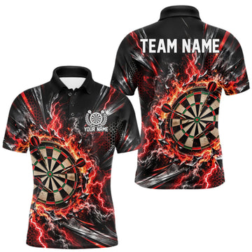Maxcorners Red Lightning Dartboard Custom Dart Men Polo Shirt, Dart Team Jersey Dart Gift LM1910
