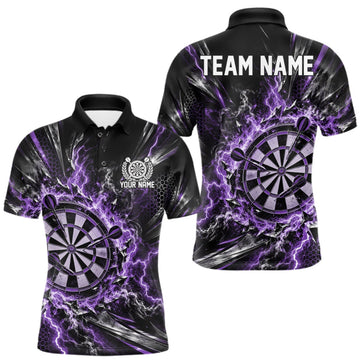 Maxcorners Purple Lightning Dartboard Custom Dart Men Polo Shirt, Dart Team Jersey Dart Gift LM1910