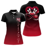 Maxcorners Black And Red Custom Valentines Bowling Polo Shirts For Men And Women Infinity Love Couple Shirt